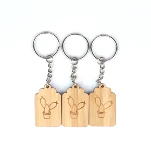 2024 Quà tặng khuyến mãi Scenic Quà Tặng tùy chỉnh tre Keychain laser cắt móc chìa khóa ván ép Keyring