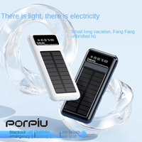Batterie externe solaire portable PORPIU pour l'extérieur, charge rapide PD22.5W, haute qualité, 10000mAh, avec affichage LED intégré à quatre fils