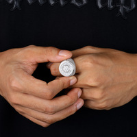 Bague Classique Iced Out Grand Cadran en Moissanite VVS Or Blanc Argent Sterling 925 pour Homme Bijoux de Luxe Hip Hop