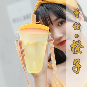 Yafchi Fruit Shaped Ice <b>Cup</b> <b>Plastic</b> Straw Reusable Drinkware For Students And Adults Gift - Product Image 3