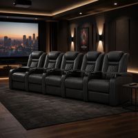 Fauteuil inclinable moderne en cuir pleine fleur, extensible, avec appuie-tête électrique double, pour gaming et home cinéma, avec table plateau, chargeur USB et porte-gobelet