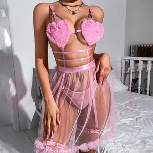 KISS <span class=keywords><strong>ME</strong></span> ANGEL Sweet Girl Sexy tentation cave-through traforata gonna <span class=keywords><strong>per</strong></span> dormire rosa Love Sexy abbigliamento da notte Babydoll Nighty - Product Image 5