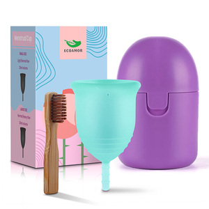 <span class=keywords><strong>Copa</strong></span> <span class=keywords><strong>Menstrual</strong></span> de Silicona de Grado Médico - Kit de Esterilización Portátil y Apto para <span class=keywords><strong>Microondas</strong></span> (Tamaño S/L Rosa/Blanco/Azul) - Product Image 6