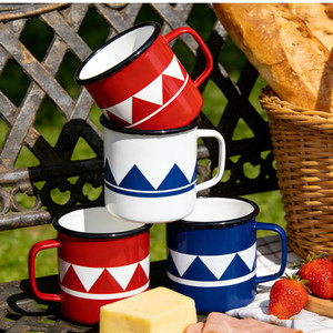 Taza de Café, Vino, Cerveza o Té de Esmalte Rojo y Azul Personalizada de <span class=keywords><strong>12</strong></span> oz, Duradera, de Precio Económico, para Campamento y Senderismo al Aire Libre, con Logotipo OEM de Marca China - Product Image 1