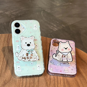 Carcasa acrílica West Highland White Terrier para iPhone, funda para teléfono móvil con diseño de animales y soporte destartalado - Product Image 1