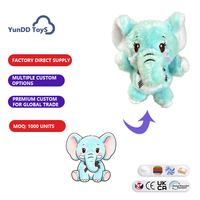 Porte-clés en peluche éléphant de dessin animé personnalisé, adorable jouet en peluche moelleux pour ornement de sac à dos