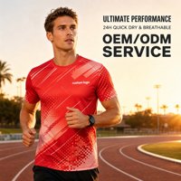 T-shirt de sport pour homme, coupe ajustée, sublimation personnalisée, séchage rapide, 100% polyester, manches courtes, col rond, logo personnalisé, course à pied
