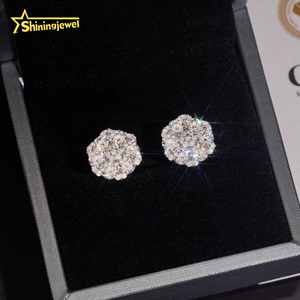 Boucles <span class=keywords><strong>d</strong></span>'Oreilles Clous Moissanite VVS en <span class=keywords><strong>Argent</strong></span> 925, 13mm, Serties Glacées, Dos Vissé, Rondes, Style Hip Hop, Expédition depuis Entrepôt USA - Product Image 4