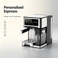 Anbolife - Cafetera Espresso Eléctrica Comercial de 20 Bares, Pantalla Táctil, Caldera de Acero Inoxidable de 1.6L, Jarra de Leche Desmontable, OEM