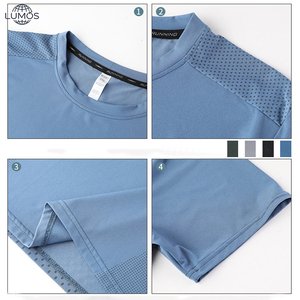 Camiseta Deportiva de Nailon de Secado Rápido para <span class=keywords><strong>Hombre</strong></span>, Cuello Redondo Holgado, Estilo Seda de Hielo, Manga Corta para Gimnasio, Running y Entrenamiento - Product Image 4