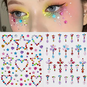 3D simpatiche gemme per il viso autoadesivi per bambini principessa tatuaggio temporaneo scintillante decorazione per il Costume per il trucco cuore/arco/stella - Product Image 5