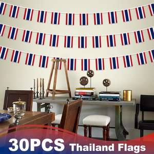 Guirnalda de Banderines de Tailandia, Bandera de Doble Cara Plegable de Poliéster, Banderas Pequeñas para Fiestas Escolares y Deportivas - Product Image 6