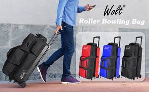 Bolsa <span class=keywords><strong>de</strong></span> Bolos <span class=keywords><strong>de</strong></span> Tela Oxford para 3 Bolas con Ruedas - Portátil para Uso en Interiores, para 3 Bolas y Accesorios - Asa Retráctil Extensible - Product Image 4