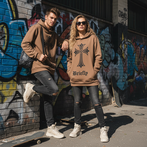 Felpe con Cappuccio Stampate da Uomo <span class=keywords><strong>Marrone</strong></span> Pesante <span class=keywords><strong>Oversize</strong></span> Primaverile con Logo Personalizzato Casual Pullover Streetwear - Product Image 1