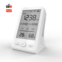 Meteran Co2 dengan Aplikasi Tuya Wifi 4 In 1 Pemantauan Real-Time Suhu Karbon Dioksida Kelembaban Detektor Co2 Termohigrometer