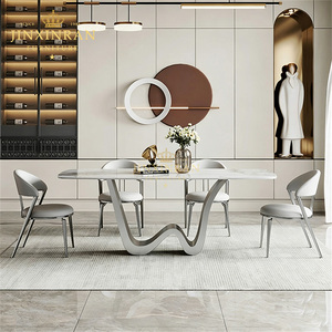 Mobili per Sala da Pranzo, Nuovo Design Moderno, Tavoli di Lusso in Pietra Sinterizzata e Acciaio Inossidabile Oro e Argento per Uso Domestico - Product Image 4