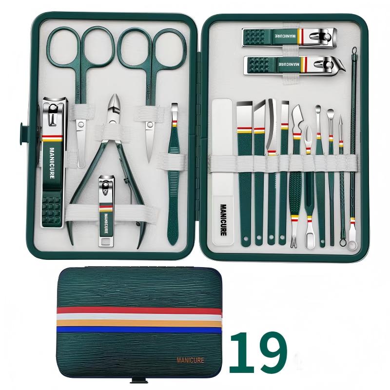 German nail clipper 19-piece set - emerald green