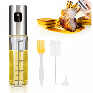 4 Pack Metal Oil Sprayer Dispenser Set with Non-Stick Spray Bottle and Cleaning Brush for <b>BBQ</b> Salad Baking & Kitchen Cooking - Product Image 1