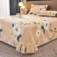 Ensemble de draps de lit plats imprimés entièrement dispersés et écologiques en coton de style Nodical 3 pièces