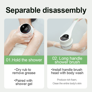 Brosse de Douche Électrique 5-en-1 à Marque Blanche avec Long Manche pour Exfoliation et Application de Masque - Product Image 4