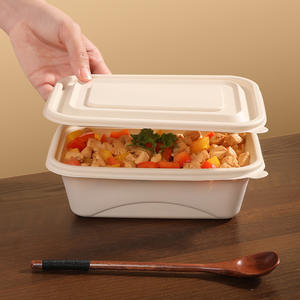 กล่องอาหารกลางวันแบบใช้แล้วทิ้งทำจากแป้งข้าวโพดย่อยสลายได้650มล. สามารถปรับแต่งได้ - Product Image 4