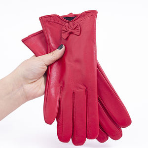 <span class=keywords><strong>Gants</strong></span> doublés chauds en cuir de mouton de vente chaude avec des <span class=keywords><strong>gants</strong></span> coupe-vent d'extérieur à nœud sur la manchette - Product Image 4