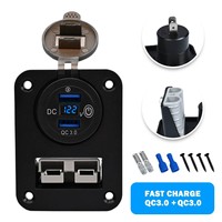 Prise de courant encastrée QC3.0 avec double chargeur USB rapide et interrupteur tactile pour caravane, camping-car, bateau