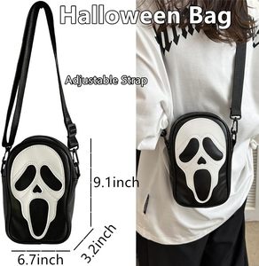 Sac à Bandoulière Vintage Crâne Halloween Drôle et Adorable Design Fantôme Diable en Cuir PU, Sacs à Main Tendance pour Femmes Hommes Filles Garçons - Product Image 2