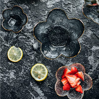 Glazen schaal in bloemvorm, ecologisch, Japandi-stijl, decoratieve fruitschaal/dessertschaal voor thuis, bruiloft, tafeldecoratie