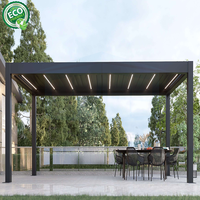Pergola extérieure moderne à toit en persiennes en aluminium bioclimatique avec éclairage RVB pour arrière-cour