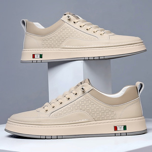 Zapatillas Blancas de Hombre, de Cuero, Transpirables, de Tacón Bajo, Casuales, para Caminar, Hechas en Wenzhou - Product Image 3