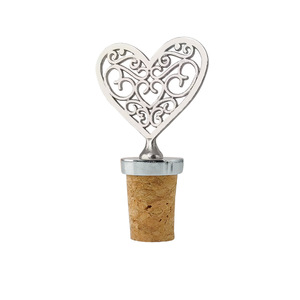 Heart Shaped Cork <b>Stopper</b> Silver Zinc Alloy Food Grade Wood <b>Wine</b> Bottle Seal For Valentine's Day Gift - Product Image 2