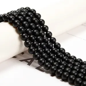wholesale Natural Black Onyx Beads Strands 4mm 6mm 8mm 10mm 12mm Loose Matte Round Gemstone Beads for Bracelet Making