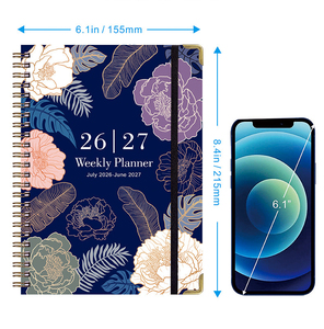 Agenda Semanal de Alta Calidad con Tapa Dura y Encuadernación en Espiral Wire-O, Planificador Mensual para Estudiantes y Oficina 2026-2027, Personalizable - Product Image 6