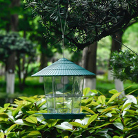 Mangeoire à oiseaux hexagonale suspendue en plastique PP PS avec fenêtre panoramique pour jardin
