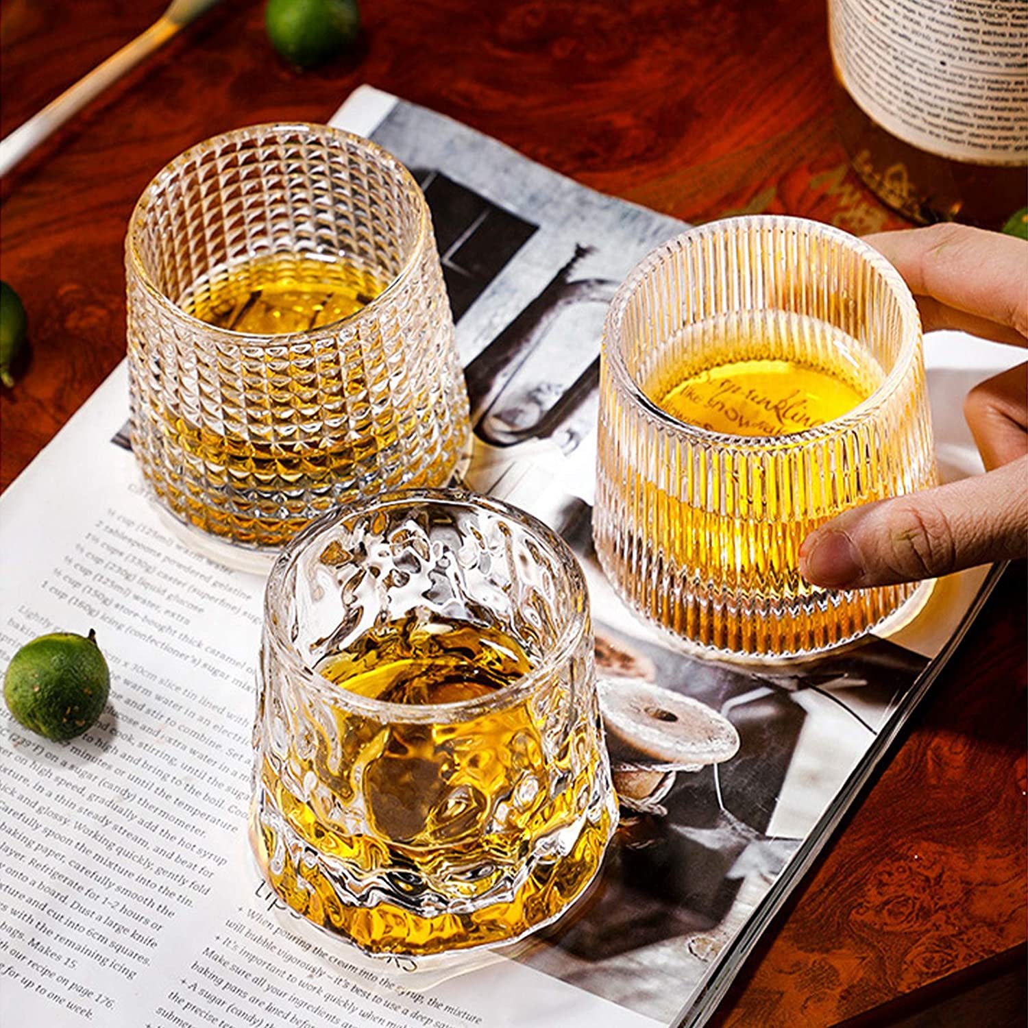 Crystal Whiskey Premium 5OZ Glasses Old Fashioned Thick Weighted Bottom Rocks Glasses