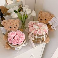 Buket Bunga Teddy Bear Hari Valentine, Buket Bunga Sabun Buatan Tangan Mewah, Hadiah Ulang Tahun untuk Sahabat Terbaikmu