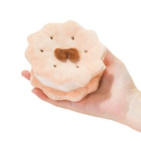 Porte-clés OEM en peluche douce en forme de biscuits, porte-monnaie 2-en-1, pochette en peluche brodée, porte-clés portefeuille en peluche, cadeau breloque