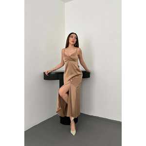 Vestido de Noche de Satén con Tirantes de Visón al por Mayor - Product Image 5