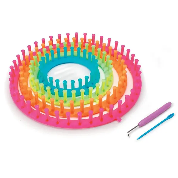 Círculo circular redondo conjunto de malha, conjunto com agulha de gancho e tricô kit de agulhas para enfeite artesanato faça você mesmo