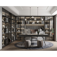 Étagère à livres moderne, bibliothèque, meubles design, bureau à domicile, coin de la pièce, étagère à livres en bois MDF avec bureau d'ordinateur