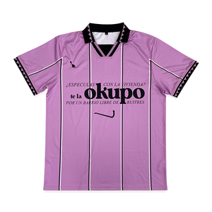 Vente en gros de chemises de football rayées Logo de l'équipe personnalisé Street Retro Casual Sports Soccer Jersey - Product Image 2