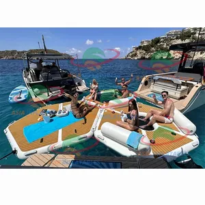 inflatable Yacht Dock With Eva Mat / Inflatable Platform Floating Island Water Air Dock