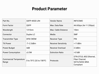 Émetteurs-récepteurs optiques à fibre monomode 40G QSFP+ 1310 nm, LC duplex, SMF, 40GBASE-LR4, 10 km, sans entretien