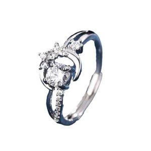 Anillos Anti Ansiedad Full Diamond Star Crescent Four-claw <b>Ring</b> for Women Open <b>Adjustable</b> <b>Ring</b> Luxury ZIRCON <b>Ring</b> - Product Image 5