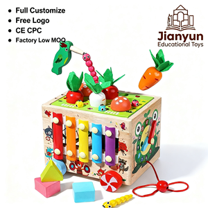 Jouets Montessori multifonctionnels pour bébés, <span class=keywords><strong>cube</strong></span> <span class=keywords><strong>d</strong></span>'activités <span class=keywords><strong>en</strong></span> <span class=keywords><strong>bois</strong></span> à tirer avec tri de formes et de couleurs, labyrinthe de perles, xylophone, engrenages <span class=keywords><strong>en</strong></span> forme de carotte - Product Image 1