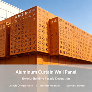 Panneau de façade en aluminium orange, mur-rideau en métal perforé, revêtement extérieur décoratif, utilisation pour projets personnalisés - Product Image 3