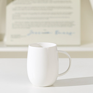 Custom Simple Ins Style Ceramic Mug with Handle High Value White Gray Color Block Coffee Cup - Product Image 5