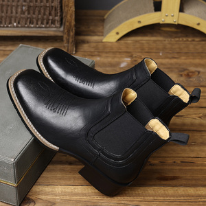 <span class=keywords><strong>Botas</strong></span> Vaqueras Occidentales Bordadas Retro para Hombre, <span class=keywords><strong>Botas</strong></span> Chelsea de Tacón Grueso y Caña Baja, Estilo Europeo y Americano - Product Image 4