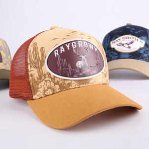 사용자 정의 나만의 로고 남성 메쉬 Gorras 자수 패치 로고 5 패널 스웨이드 야구 모자 트럭 운전사 모자 사용자 정의 자수 - Product Image 1